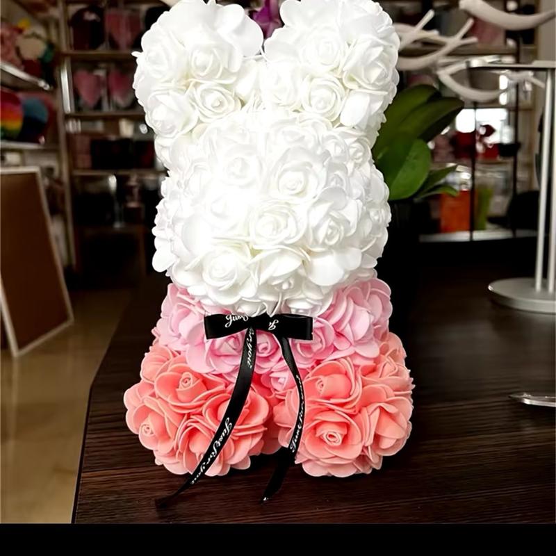 Artificial Flowers 25cm Rose Bear Girlfriend Anniversary Christmas Valentine's Day Gift Birthday Present For Wedding Party Mother