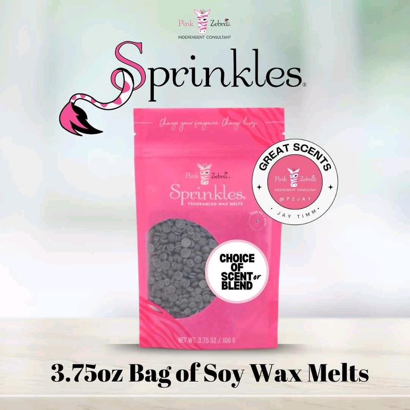 Pink Zebra Home Fragrance Sprinkles - 3.75 oz Bag of NEW Scented Soy Wax Melts for Warmers and Simmer Lights - Pot nontoxic homefragrance holiday scent Perfume Aroma Freshener