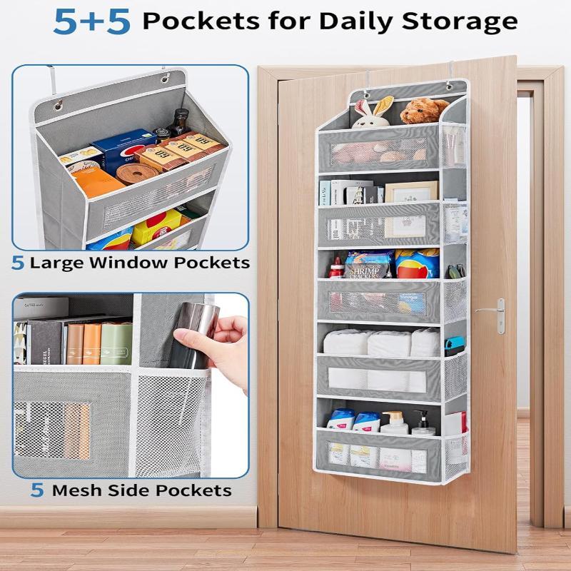 Door Hanging Storage Bag, 1 Count 5 Layer Door Hanging Storage Organizer, Home Organizer for Bedroom, Bathroom, Dormitory, Hotel