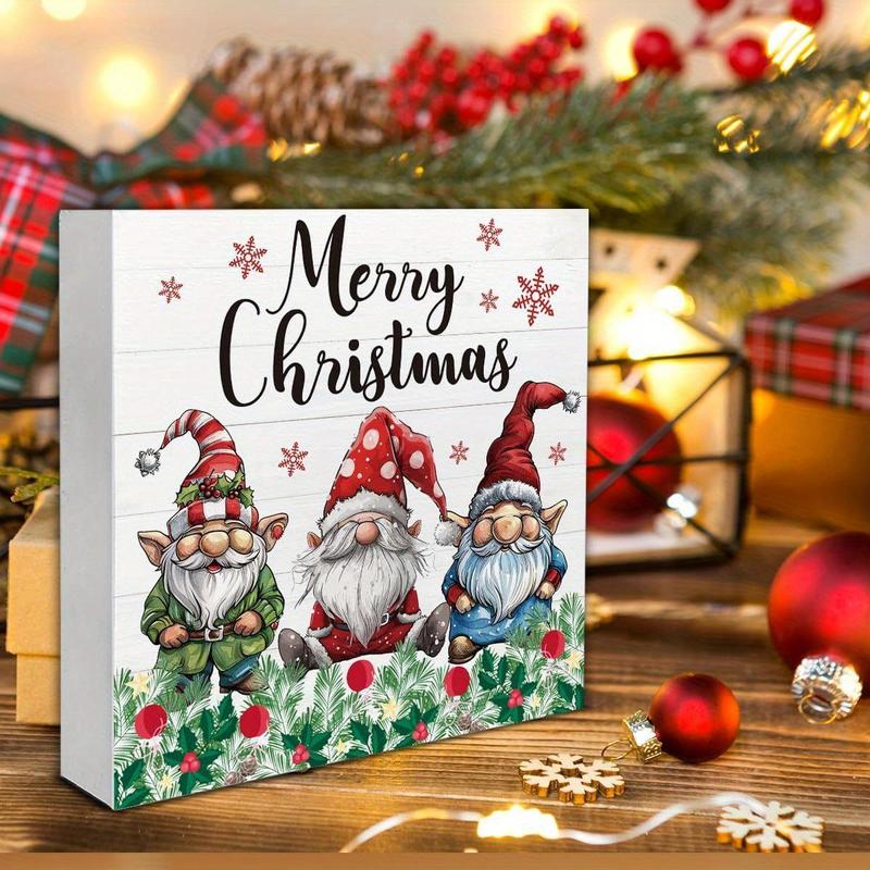 Merry Christmas Gnome Pattern PVC Sign, 1 Count Winter Artwork Funny Gifts, Farmhouse Xmas Home Decor, Decorative Office Desk Celebration Farmhouse Accessories