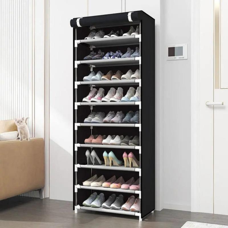 Non-woven 10-layer Household Shoe Rack, Zipper Dust Shoe Rack Shoe Organizer, for Living Room Garage Balcony, Home Decorative