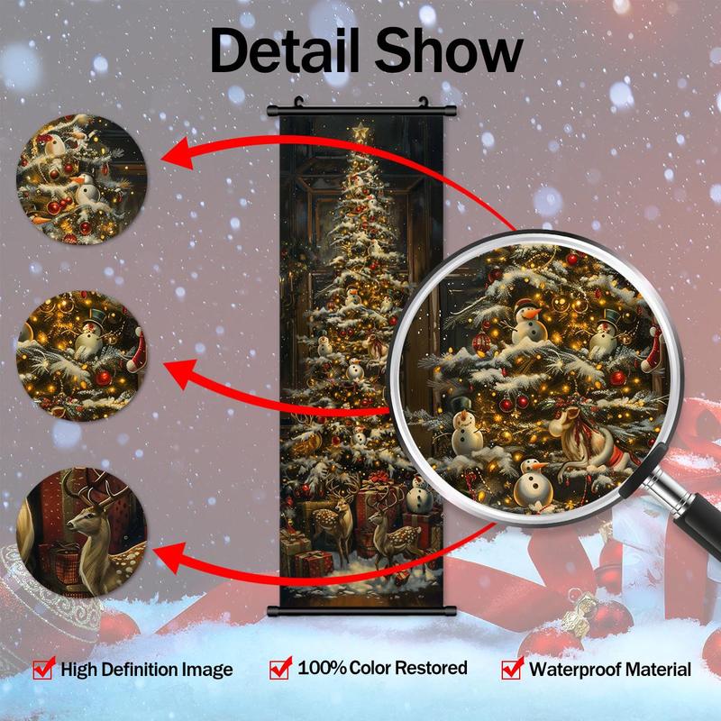 Christmas Themed Wall Banner, 3 Counts set Exquisite Christmas Tree & Deer Pattern Wall Decor, Wall Art for Home Living Room Bedroom Decor