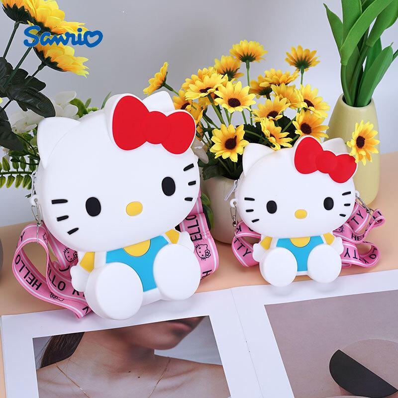 Cartoon Hello Kitty Design Silicone Storage Bag, Large Capacity Zero Wallet, Messenger Bag, Lightweight Sports Storage Bag for Daily Travel Sports