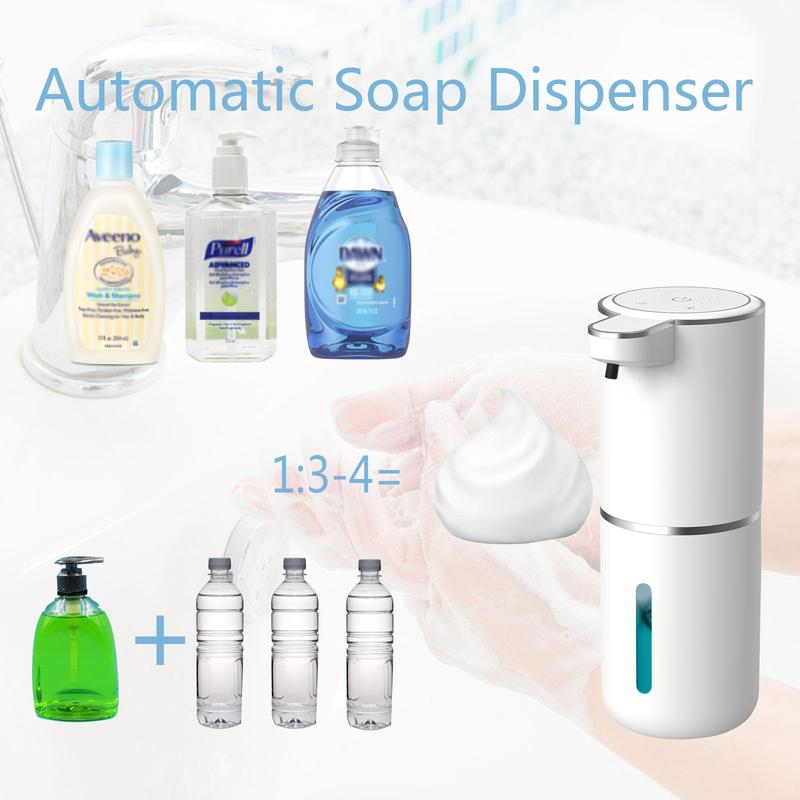 Automatic Foaming Soap Dispenser, 1 Count USB Rechargeable Electric Soap Dispenser, Adjustable Foam Soap Dispenser Pump for Bathroom Kitchen Dish Soap