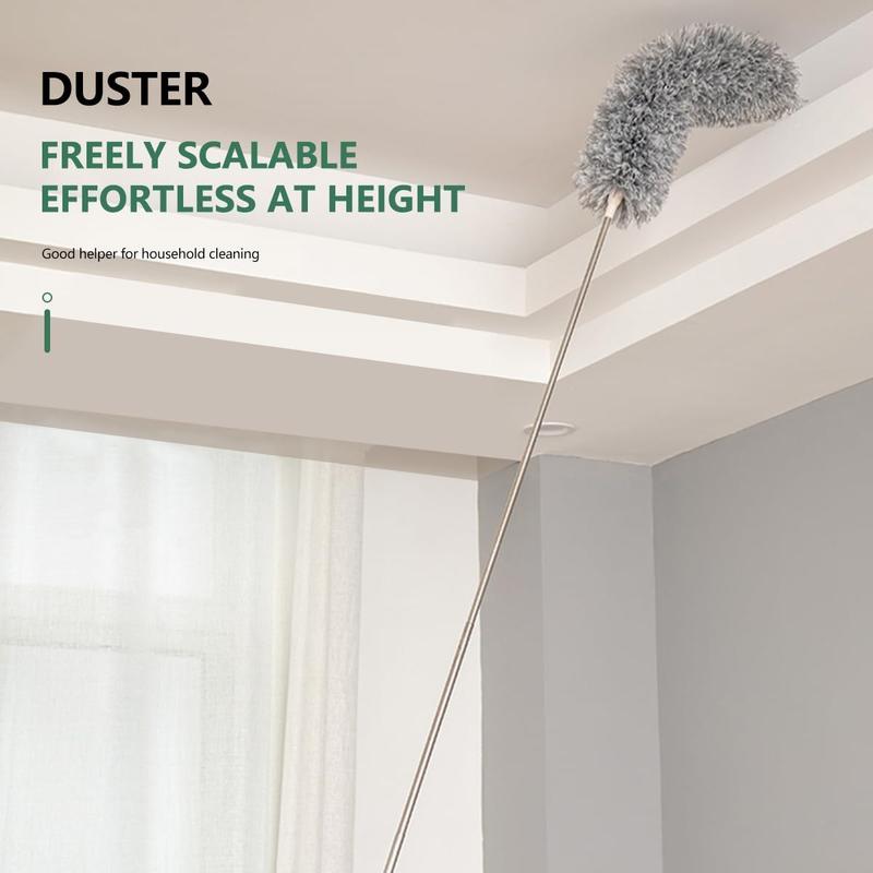 Extra-Long Dusters with Extension Pole 100-inch for Cleaning, Bendable Microfiber Head Washable Ceiling Fan Duster for High Ceilings