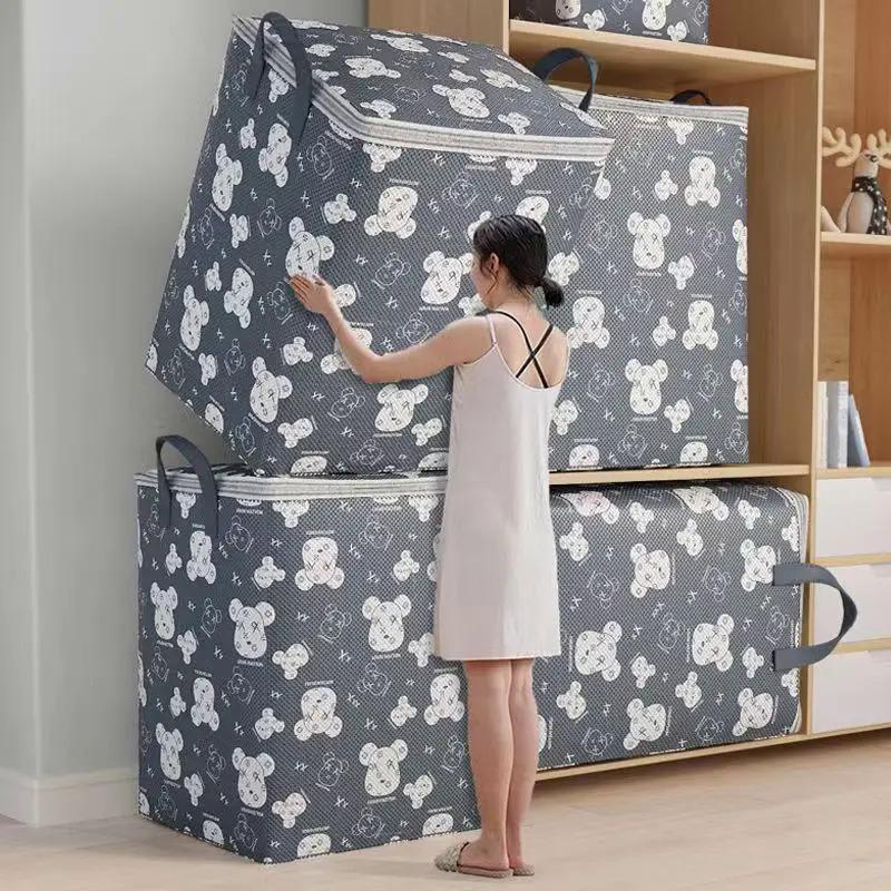 Quilt Clothes Storage Bag Large Zipper Clothing Quilt Packing Wardrobe Organizer Luggage Moving Bag Waterproof Moisture-proof