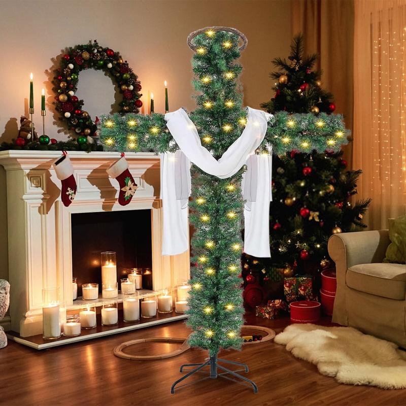 Taicans LED Pre-Lit Artificial Pine Christmas Tree in Cross Shape