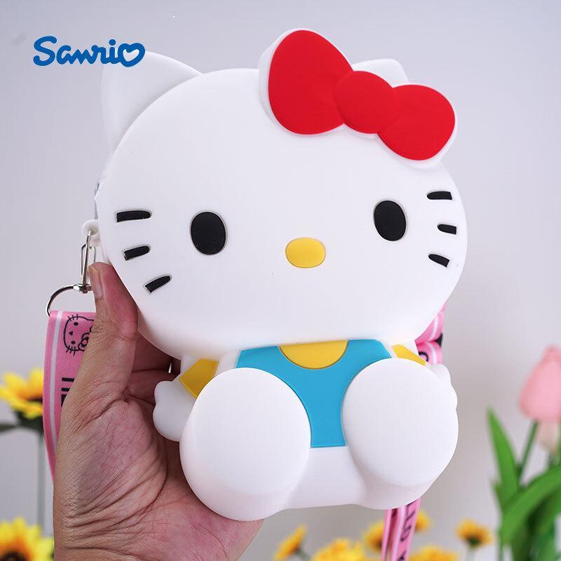 Cartoon Hello Kitty Design Silicone Storage Bag, Large Capacity Zero Wallet, Messenger Bag, Lightweight Sports Storage Bag for Daily Travel Sports