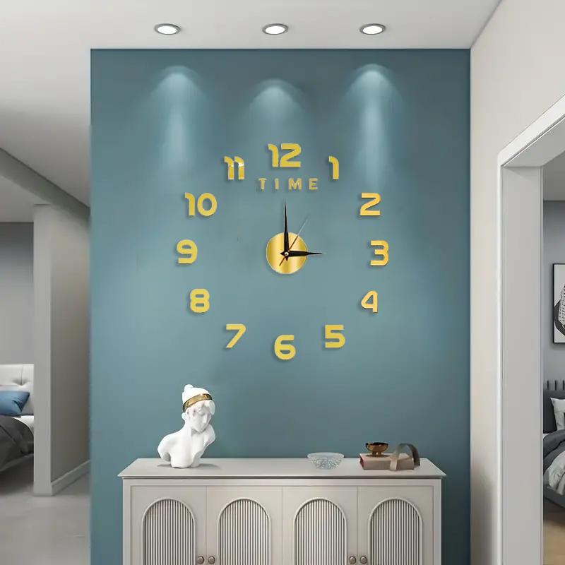 Acrylic Wall Clock, Creative Wall Clock, Modern Wall Clock with Mirror Numbers Stickers for Home Living Room Bedroom Office, Wall Decoration(Battery Powered, Battery Not Included)