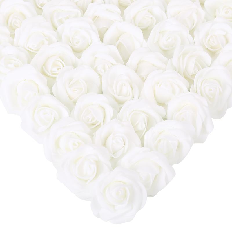 White Artificial Flower Head, Rolling Venue, Foam Rose, for Weddings, Decoration, Bouquet 200PCS