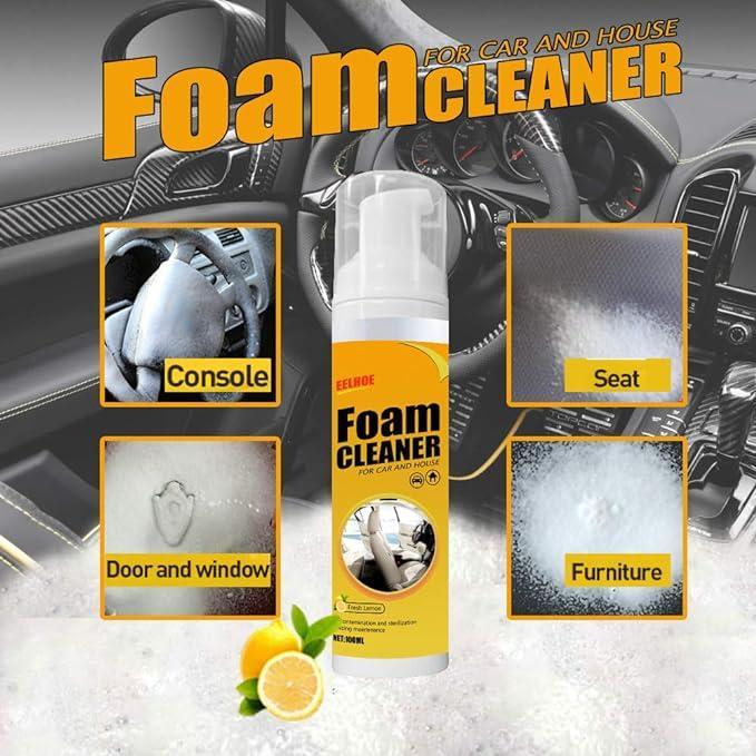 Multipurpose Foam Cleaner Spray 100ml, Foam Cleaner for car and House Lemon Flavor, All-Purpose Household Cleaners for Car and Kitchen