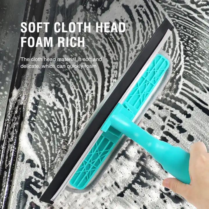 Multi-purpose 4-in-1 Glass Cleaning Brush for Windows and Mirrors with Spray, Scrub, Wipe & Scrub - Sponges