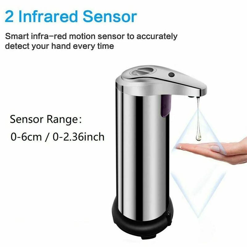 250ml Stainless Steel Touchless Soap Dispenser for Kitchen and Bathroom Steel Hand