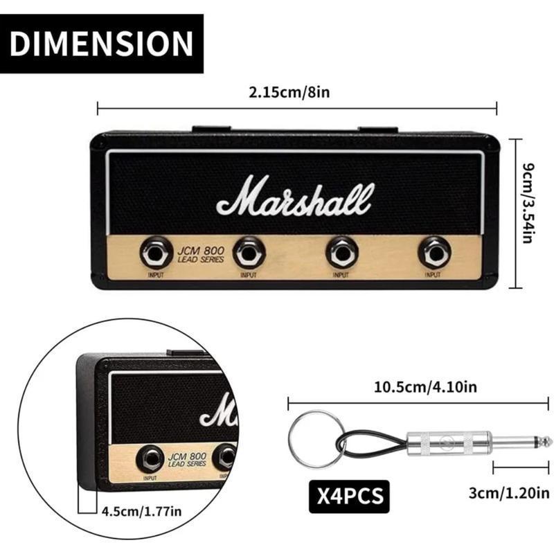 Vintage Marshall Jack Rack 4 Keychains Holder Black And White, Standard Wall Mountable Key Storage Rack, Idea For Decorate Your House, Room Organiser