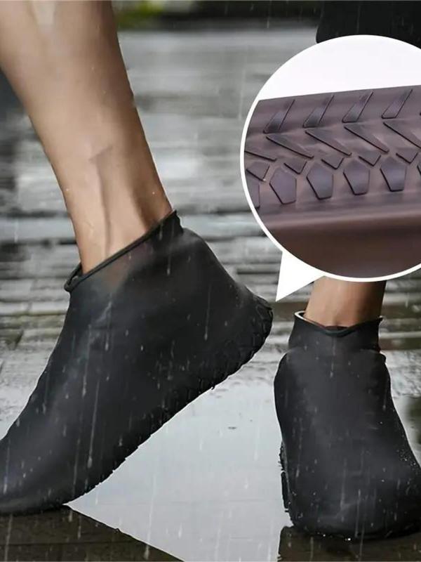 Waterproof Silicone Rain Boot Covers (1 Pair), Reusable Non-slip Overshoes for Outdoor Use on Rainy Days, Shoes Accessories for Women & Men