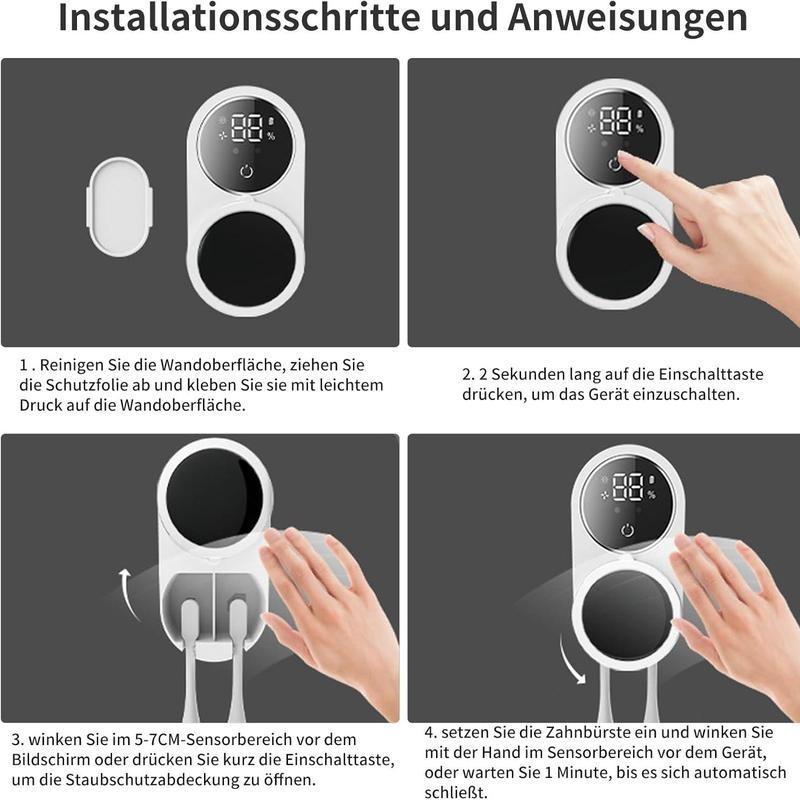 Wall Mounted Toothbrush Sterilizer, 1 Box Toothbrush Holder, UV-C Toothbrush Holder with LED Smart Screen, Personal Care Appliances