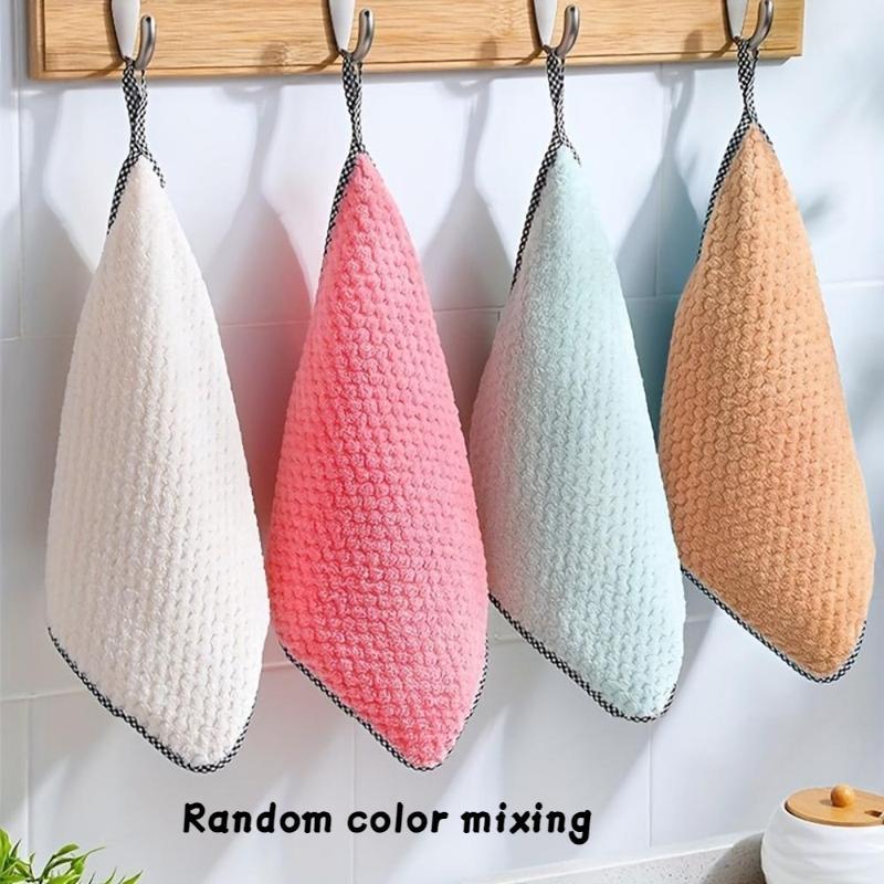 Random Color Coral Fleece Dishcloth (5 Counts), Absorbent Dishcloth, Kitchen Cleaning Cloth, Household Cleaning Tool for Kitchen Bathroom Car