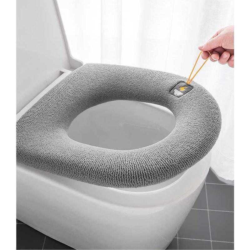 Thickened Warm Toilet Seat Cover, 1 Count Washable Toilet Seat Cushion, Non-slip Bathroom Accessories For Home & Dormitory