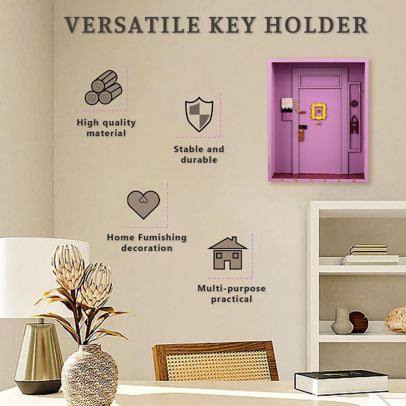 Monica Door Design Wall Mounted Key Holder, Cute Key Hook, Wall Mounted Key Storage Rack, Home Organizer for Living Room Bedroom