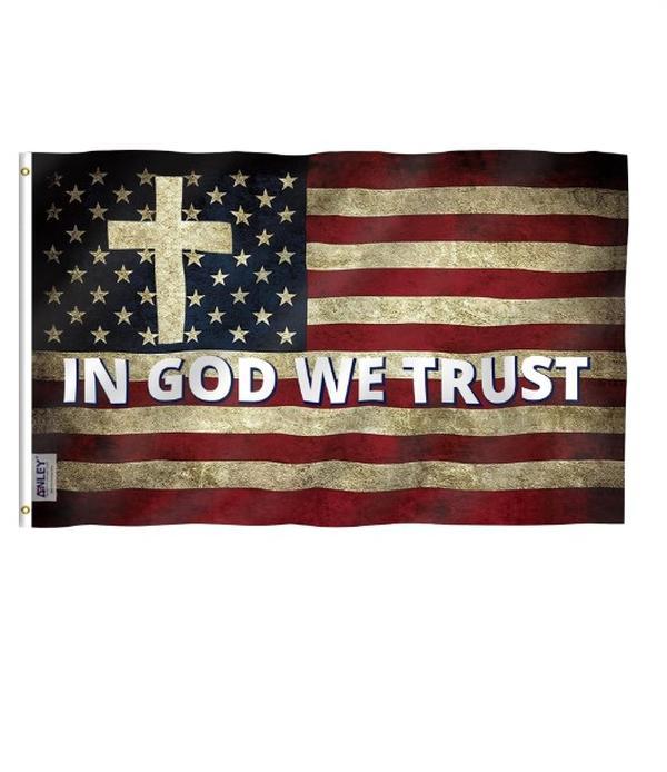 Fly Breeze 3x5 Foot In God We Trust Flag - Vivid Color and Fade proof - Canvas Header and Double Stitched - Religion Jesus Christian Flags Polyester with Brass Grommets 3 X 5 Ft