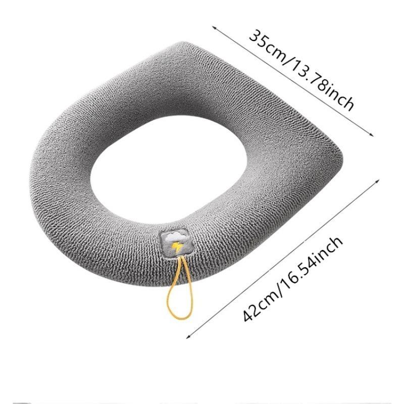 Thickened Warm Toilet Seat Cover, 1 Count Washable Toilet Seat Cushion, Non-slip Bathroom Accessories For Home & Dormitory