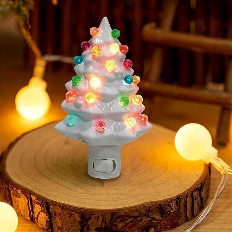 3D Christmas Tree Design Night Light, 1 Count Resin Tree Shaped LED Night Light, Decorative Light for Home Office School Classroom