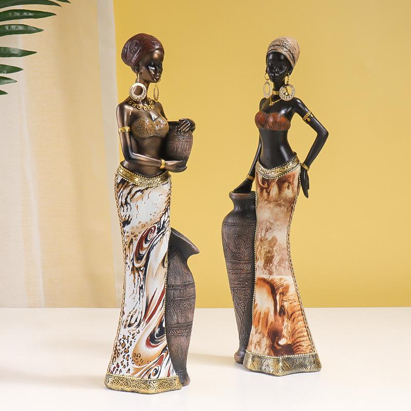 African Woman Design Statue, 1 Count Creative Modern Ornament, Creative Desktop Decoration for Home Living Room Bedroom Office, Home Decor