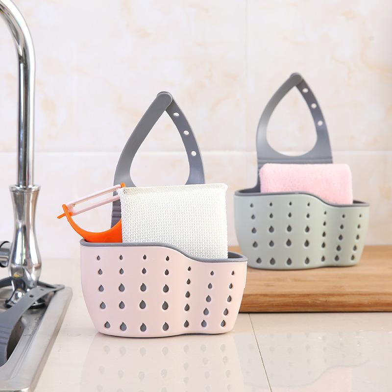 Kitchen Sink Hanging Drain Basket, 1 Set Adjustable Faucet Sponge Holder, Practical Kitchen Gadgets, Home Organizer Tools