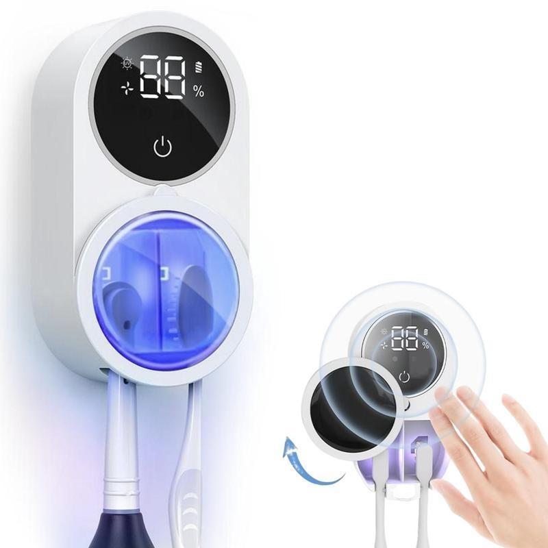 Wall Mounted Toothbrush Sterilizer, 1 Box Toothbrush Holder, UV-C Toothbrush Holder with LED Smart Screen, Personal Care Appliances