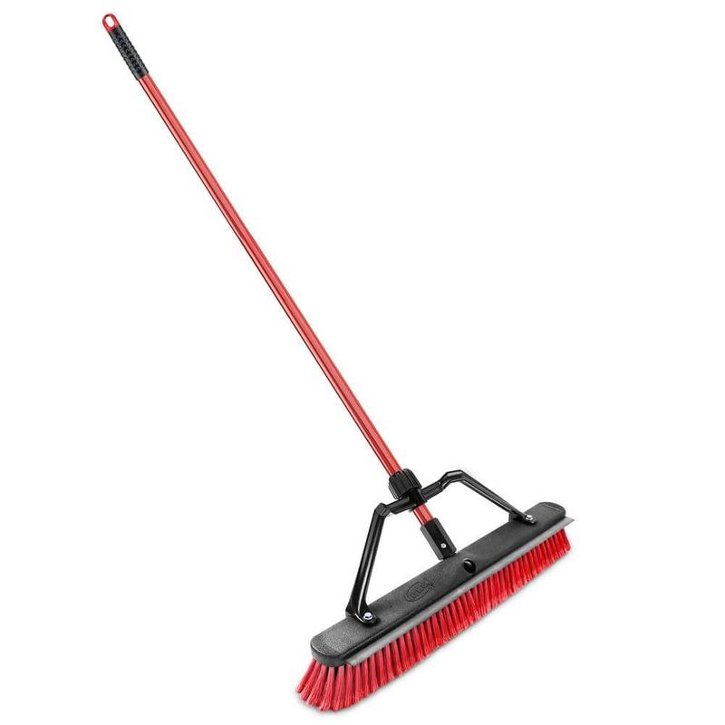 24 In. Heavy-Duty Multi-Surface Squeegee Push Broom with Brace and Steel Handle