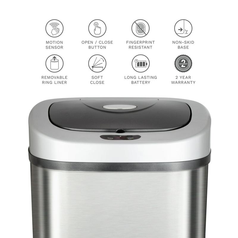 Nine Stars 21.1 Gallon Trash Can, Motion Sensor Touchless Kitchen Trash Can, Stainless Steel || STEPHEN