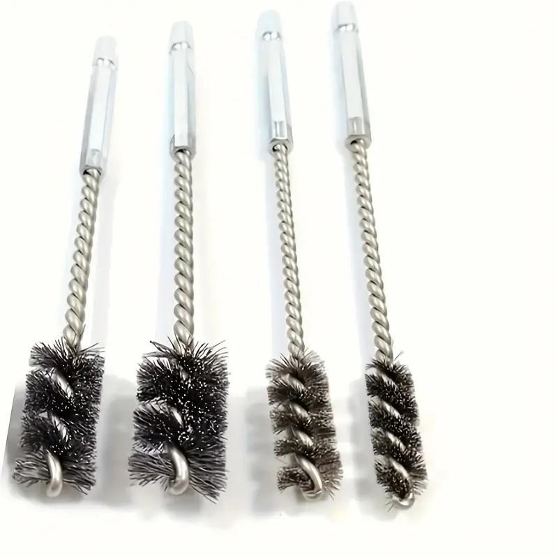 Stainless Steel Wire Brush Set, 4 Counts set Multipurpose Cleaning & Polishing Tool, Rust Removal Brush, Drill Brush Set for Bore and Pipe Cleaning