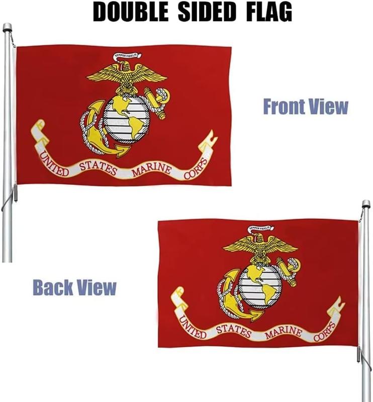 FATIMA US Marine Corps USMC Flag 3x5 Outdoor Double Sided - Heavy Duty Polyester US Military Army Flags Long Lasting with 2 Brass Grommets -F27