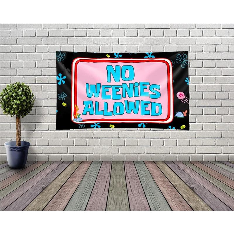 No Weenies Allowed Tapestry 60x40inch,Man Cave Wall Hanging,Vivid Color,Durable Polyester Banner for College Dorm Room Decor,Gift,Tailgates