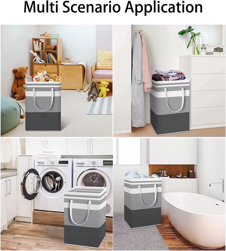 2-Pack Large Laundry Basket, Waterproof, Freestanding Laundry Hamper, Collapsible Tall Clothes Hamper with Extended Handles for Clothes Toys in the Dorm and Family