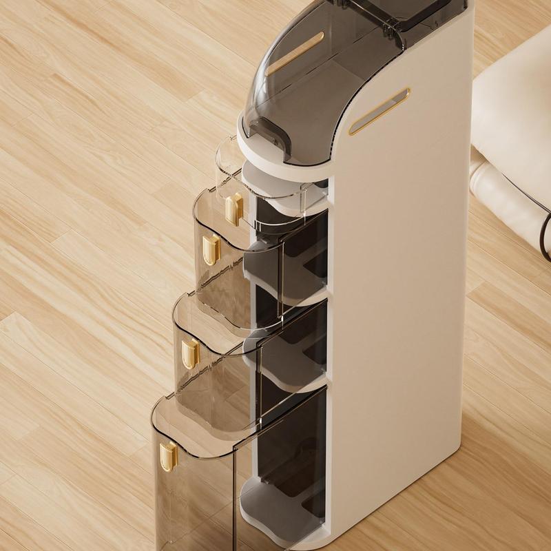 NLDD 4Tiers Narrow Toilet Storage Cabinet Slim Rolling Gap Organizer With Wheels For Laundry Living Room Bathroom No Installation Smooth Drawer Racks