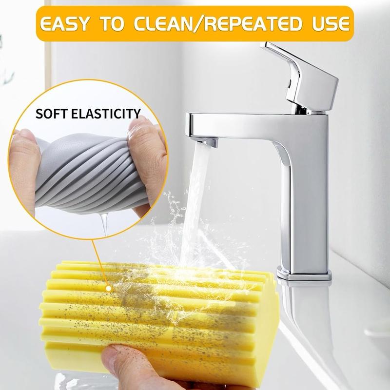 Magic Dust Cleaning Sponge Eraser, Reusable Damp Dusting Sponge Household Cleaning For Blinds, Windows, Sinks, Grooves, Radiator, Stains, Stainless, Steel