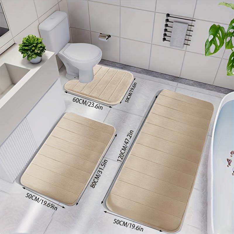 3pcs Memory Foam Non-slip Thickened Bath Mats, Fast Absorbent Washable, Soft And Comfortable, Machine Washable Carpet for Shower Room, Kitchen, Laundry, Bedroom, Bathroom Accessories