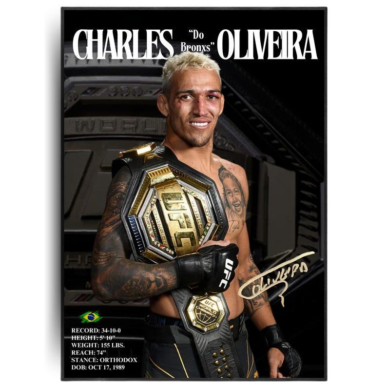 Charles Do Bronxs Oliveira Fighter Poster, Ufc Wall Art, Decor, Unframe Poster, Elite Unique design, MMA, Headshot Stats