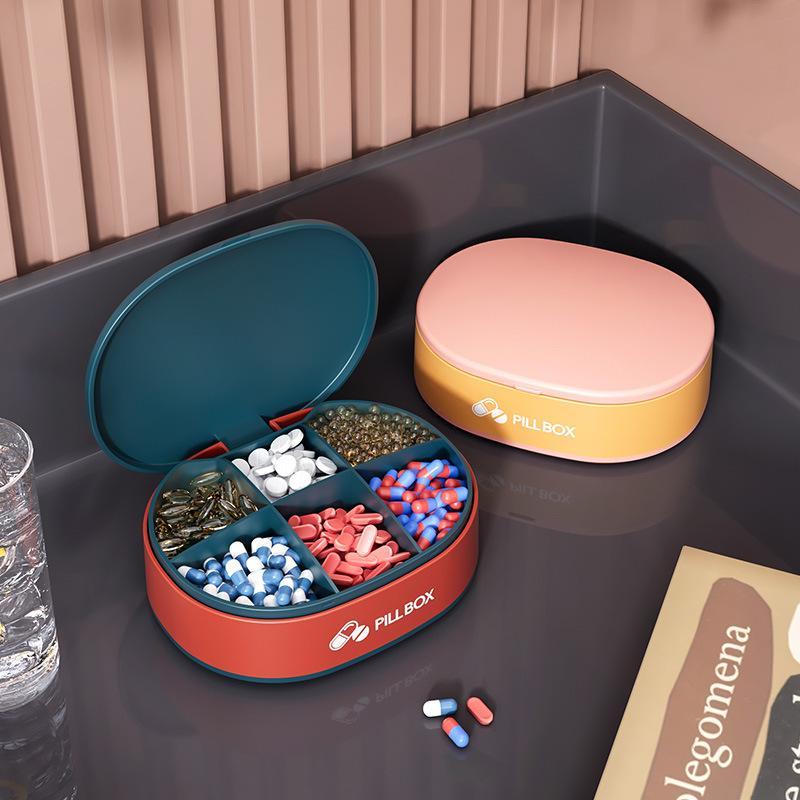 Portable Pill Storage Box, 1 Count Large Capacity Pill Organizer, Dustproof Outdoor Pill Box for Travel, Office, School