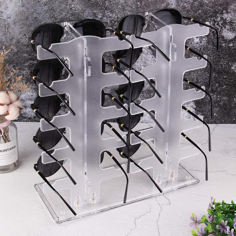 2 Row Sunglasses Rack Holder Glasses Display Stand Transparent