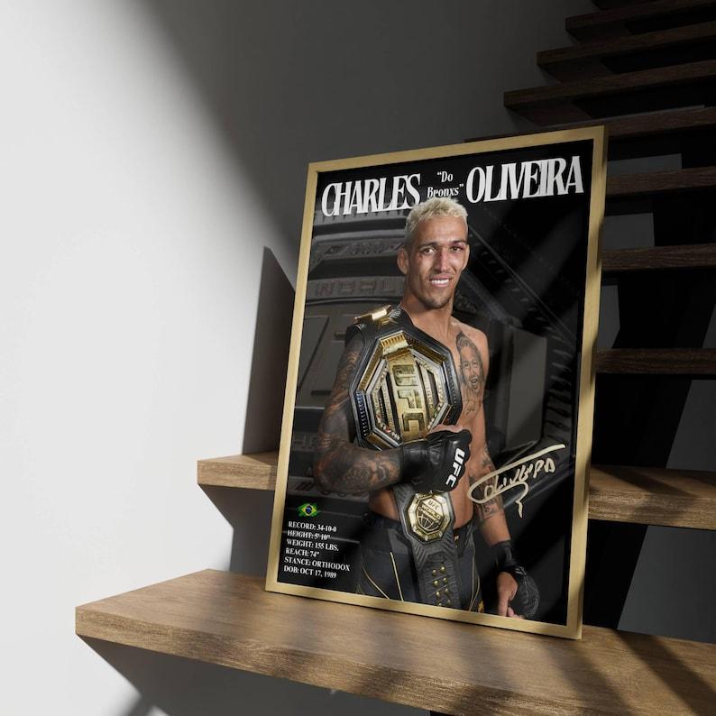 Charles Do Bronxs Oliveira Fighter Poster, Ufc Wall Art, Decor, Unframe Poster, Elite Unique design, MMA, Headshot Stats