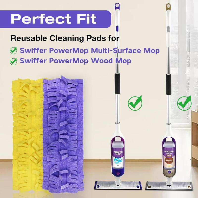 Powermop Refill Pad, 2 4 Counts Reusable Washable Mop Pads, Mop Pads for Swiffer Powermop, Mop Pads Replacment, Household Cleaning Supplies, Home Care Supplies