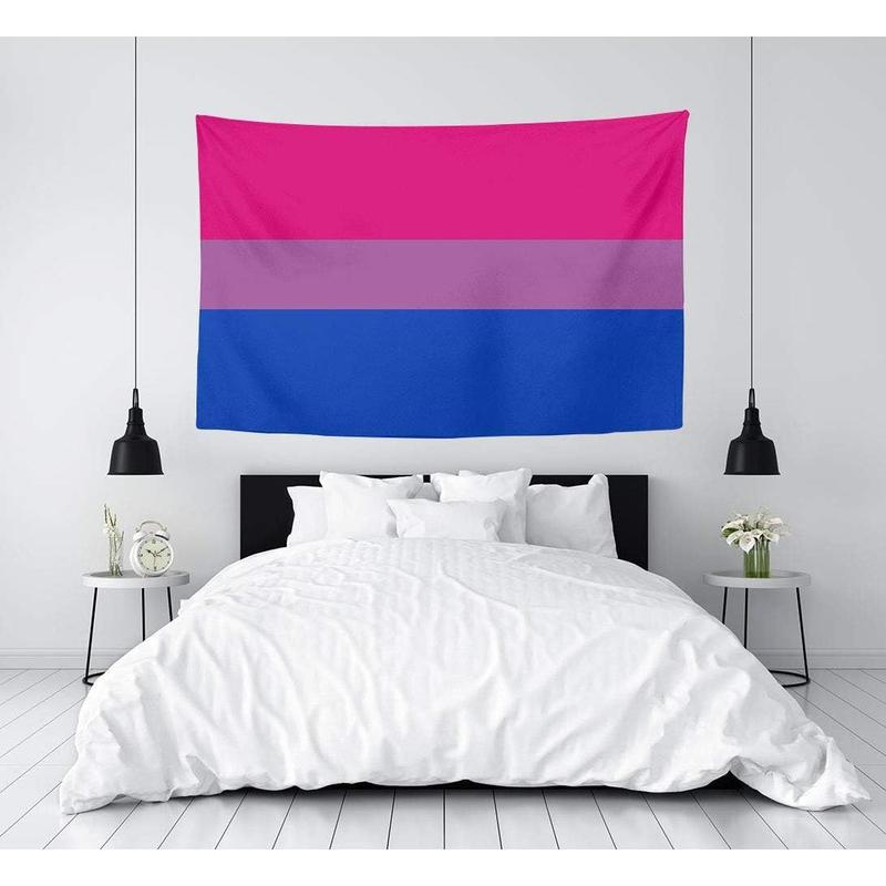 Bisexual Pride Flag Tapestry, Wall Decor Art Tapestry Hanging for Living Room Kitchen Outdoor Dorm Bedroom, 60 X 40 Inches