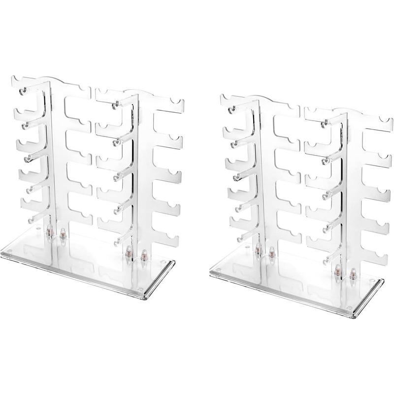 2 Row Sunglasses Rack Holder Glasses Display Stand Transparent