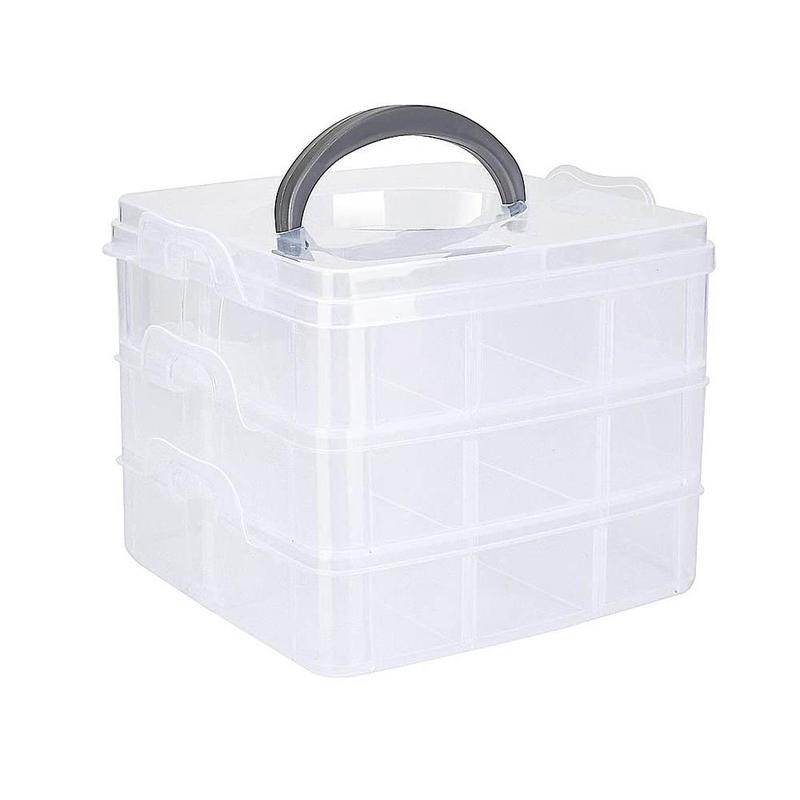 Stackable Compartment Storage Box, Clear Container Box for Storing Toy Jewelry Accessory, Nail Art Tool Plastic Organizer