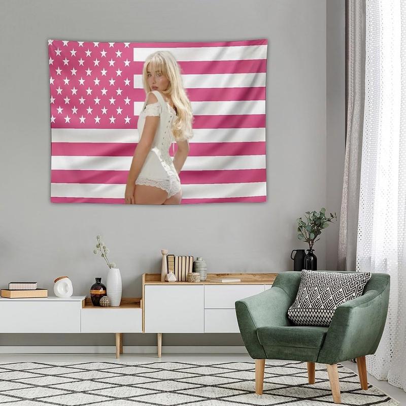 Sabrina Art Tapestry Actor Star Wall Tapestry Pink American Carpenter Flag Poster Suitable for College Dormitory Bedroom Living Room Office Party Decoration Goods Gift