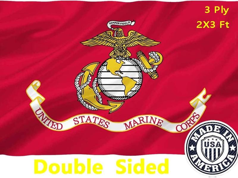 FATIMA US Marine Corps USMC Flag 3x5 Outdoor Double Sided - Heavy Duty Polyester US Military Army Flags Long Lasting with 2 Brass Grommets -F27