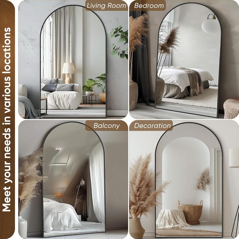 Full Length  Floor  Freestanding, 58*18-41*81in Multiple Sizes Arched Floor Standing Large  Full Body  with Stand for Bedroom, Hanging Mounted  for Living Room    big mirror