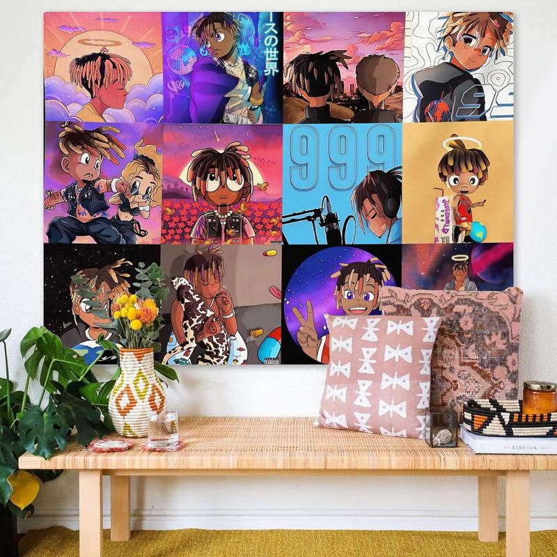 Juice Wrld Rapper Tapestry For Bedroom Juice Wrld Posters For Room Aesthetic Wall Tapestrys Cartoon Juice Wrld Flag Tapestry Wall Hanging Decor Wall Blanket For Home Wall Decor 59.1'' × 51.2